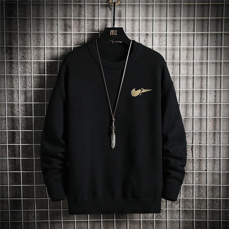 1日系宽松中性情侣针织衫潮流大码M-5XL印花毛衣男7688P48加绒P55，男装针织衫/毛衣，星座226-2