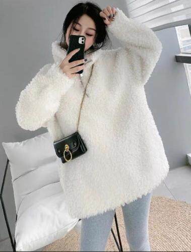 ZAF2025网红拉连套头百分百羊毛颗粒外套，女装，L·H·X