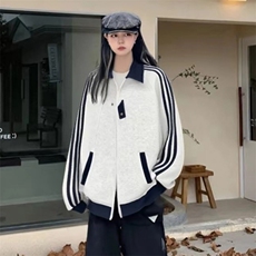 抖音得物品质秋冬美式高街重磅结构拼接织带翻领卫衣夹克外套W113，男装夹克，电商A486