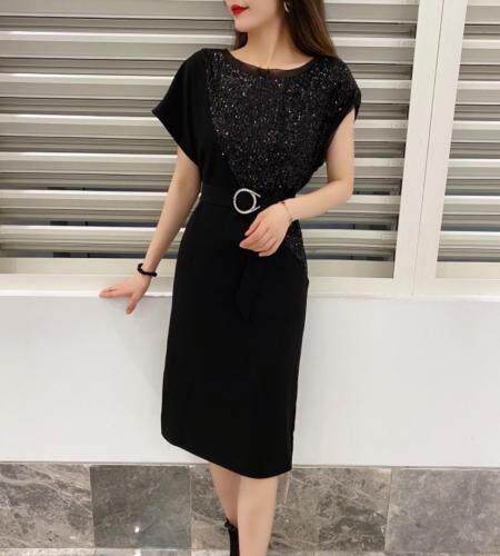 现货亮片气质大版收腰连衣裙，女装连衣裙，艾蔚儿