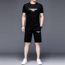 2023年夏款潮流休闲时尚男士运动短裤短袖套装P130，男装休闲套装，电商D223-1