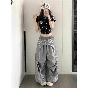 【现货】D5318-特批53美式街头屁帘飘带设计多色打褶堆积感裤子潮