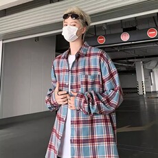 春季大码300斤潮牌格子长袖衬衫男士覆古休闲拼色宽松衬衣薄外套，男装衬衫，星座1210-1