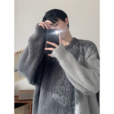 渐变慵懒高级感毛衣男生秋冬仿貂毛时尚针织衫男毛衣外套毛绒毛衣，男装针织衫/毛衣，星座1210-1
