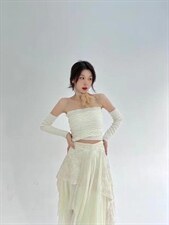 不规则针织抹胸上衣，抹胸，HE