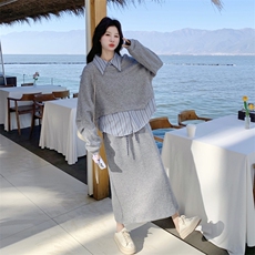 新款年后出条纹拼接卫衣套装5531P175K288，女装套装/套裙，2C176