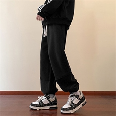 wassuphappy摇粒绒束脚裤子男秋冬季潮牌加绒加厚青少年休闲卫裤，男装卫衣，电商B325