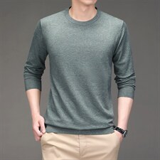 CG6816男士2023年夏季新款长袖毛衣青年圆领针织衫条纹套头P58图片