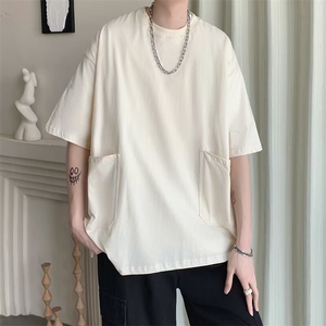 C308-P30 2024夏季新款美式复古潮牌五分袖上衣工装短袖男 现货图片