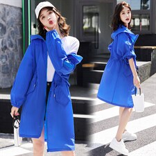 时尚防晒衣女款中长款夏2024新款洋气连帽收腰百搭宽松透气薄外套，女装防晒衣，蝶眷