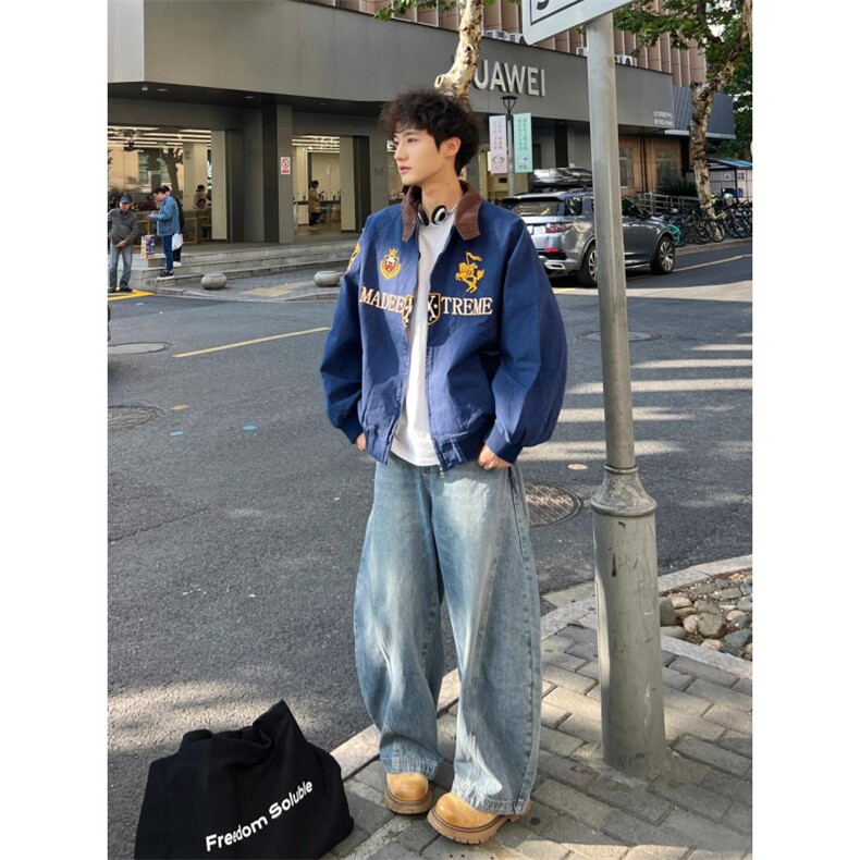 WE1779-P70美式街头底特律刺绣立领夹克外套男女,男装夹克,电商B323A