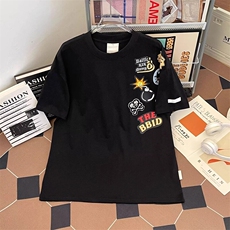 万针全刺绣工艺高品质260克双纱纯棉美式高街短袖T恤特P33，男装T恤，电商A486-1