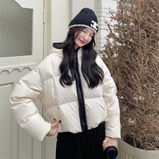 水衣源2783款短款连帽加厚保暖面包服茧形羽绒外套女，女装羽绒服，水衣源