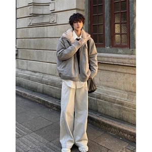 毛领座山雕棉服男款冬季加绒加厚针织衫外套短款保暖棉衣 MY390图片
