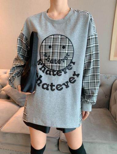 【现货】欧货同款拼接格子卫衣，女装卫衣/绒衫，衣尚怡