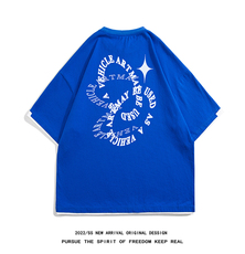 白底2024夏季新款设计感小众字母印花情侣短袖平铺T732P35控58，男装T恤，电商A247-1