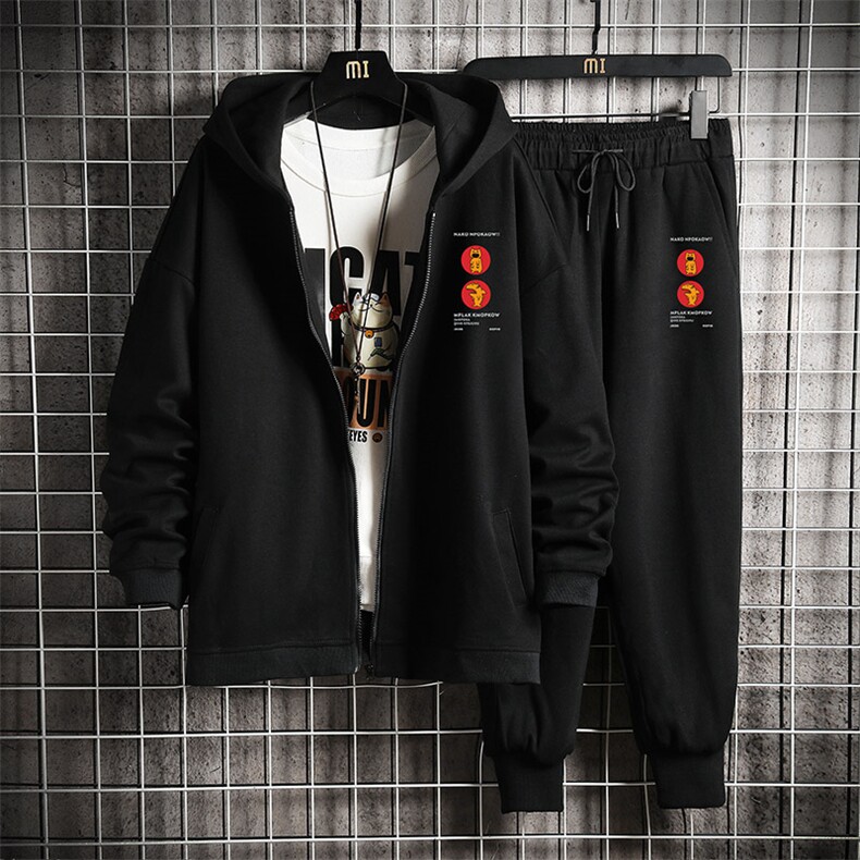 TK6093-P85开衫连帽卫衣套装男运动套装两件套网格挂拍,男装卫衣,电商A040A