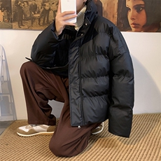 冬季防风PU皮羽绒棉服男宽松连帽棉衣棉袄外套225-2-20503-P110，男装棉衣，星座225-2
