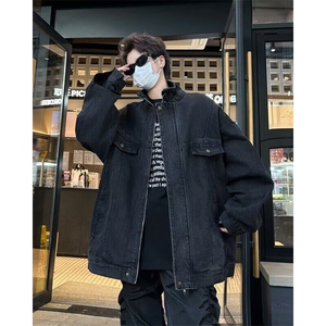 复古牛仔外套男款春秋潮牌vibe风休闲夹克宽松工装上衣W6400-P74图片