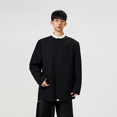 无影墙圆领新中式西服M-5XL大码宽松休闲西装男XF78107P85控138，男装西服套装，星座227-7