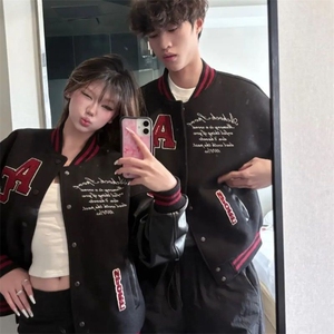春秋款重磅拼接字母刺绣棒球服男女美式风夹克外套JKK766图片