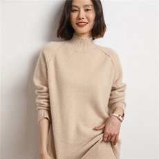 2025百搭时尚简约舒适秋冬新款半高领长袖净面针织衫，女装针织衫/毛衣，五色羊羊绒