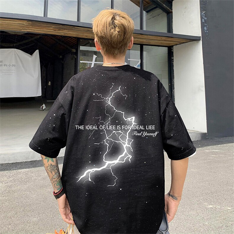 可48小时发货支持抖音得物来样二开美式满天星亮片短袖T恤MTX636,男装T恤,电商A486-1