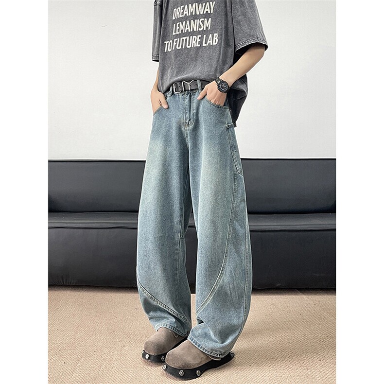春秋季复古水洗做旧牛仔裤潮流工装宽松休闲弯刀裤,男装牛仔裤,星座410-6（原星座1304-1）