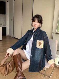 爱美欧现货 加绒牛仔衬衣图片