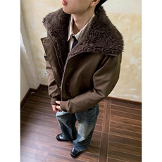 座山雕棉服翻领毛领廓形宽松夹棉外套MY780特P96，男装棉衣，星座908-1