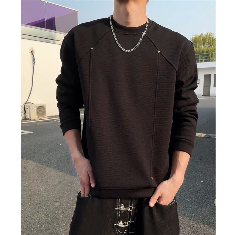 【现货2万件】肌理设计感银狐绒加绒圆领卫衣特P3878，男装卫衣，星座808B