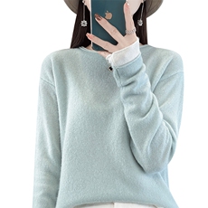秋冬新款韩版宽松显瘦针织打底衫套头圆领舒适羊毛衫女，女装羊毛衫，琳华羊绒
