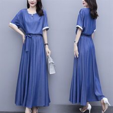 2023女装夏装套装时尚时尚大码宽松显瘦束腰中长款百褶裙两件套潮，商品下架区，芷墨服饰