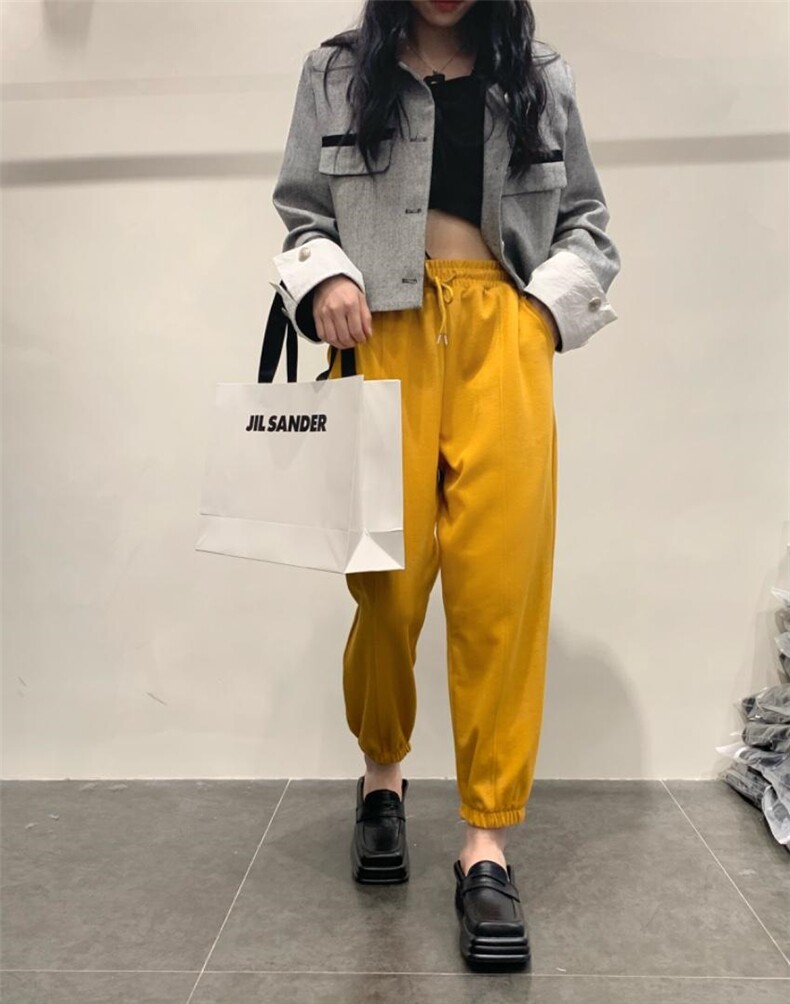 夏季新款彩色抽绳卫裤，女装休闲裤，月光水岸