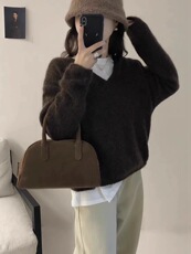 简约风V领毛衣女宽松显瘦羊毛衫秋冬季新款百搭长袖上衣，女装羊毛衫，恩泰羊绒