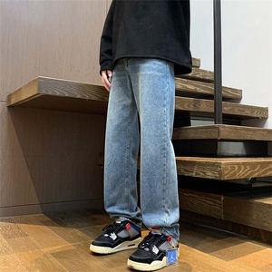 牛仔裤男新款宽松直筒裤子美式高街休闲长裤   A080-9601-P40控68图片