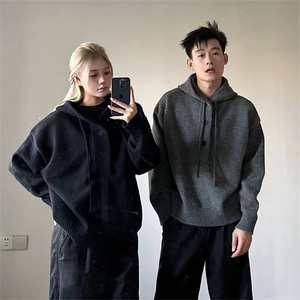 抖音得物 保暖立领拉链针织外套秋冬宽松慵懒风纯色毛衣上衣AM047图片