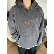 潮牌字母刺绣帽衫卫衣男款秋冬情侣休闲青少年宽松外套LM188-P45，女装短外套，星座1008