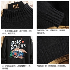 半高领毛衣男士大码针织衫男毛线衣男砖墙M18269-P45加绒款-P65，男装针织衫/毛衣，电商A040A