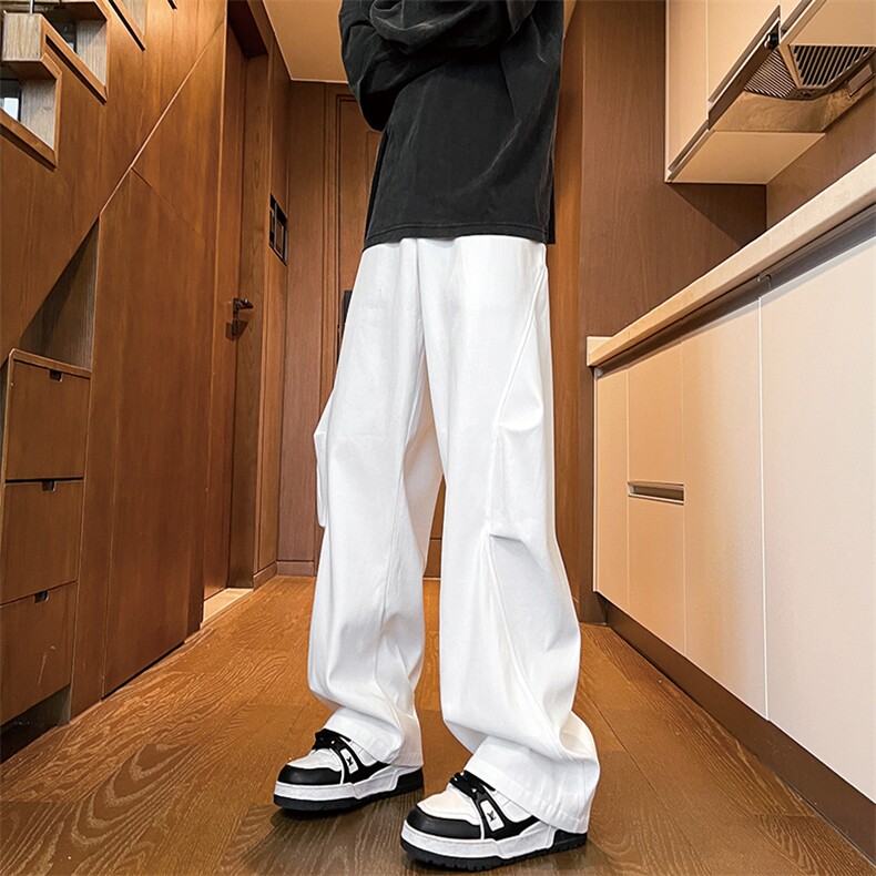 8XL-M弯刀裤工装裤子男美式高街马吉拉镰刀西裤阔腿直筒KZ009P58，男装休闲裤，电商B312