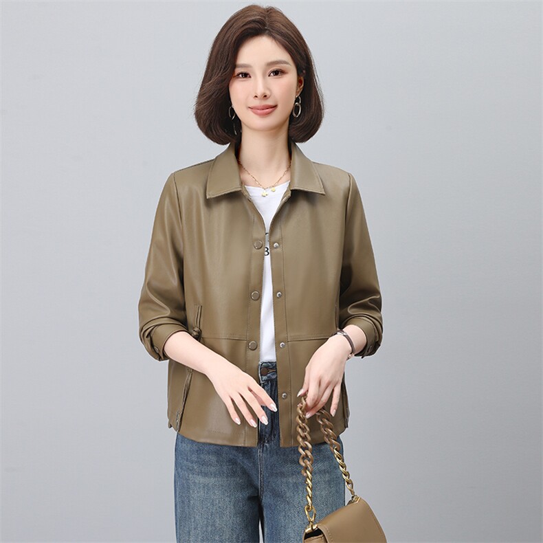 海宁真皮皮衣女2025新款春秋高级感绵羊皮大牌高端皮夹克女士外套,女装衬衫,江忆布依