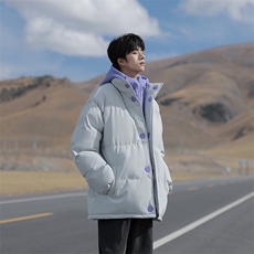 冬季青少年连帽假两件外套加绒加厚休闲简约棉衣棉服5303-P85，男装棉衣，电商B306