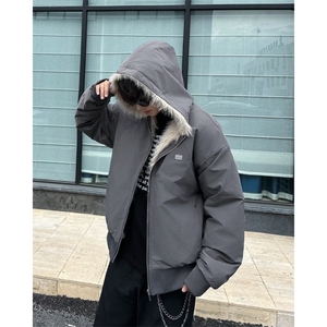 冬季美式复古座山雕棉服外套男女连帽工装加厚夹克M90899-p118图片