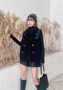 皮毛拼羽绒马甲,女装马甲,微迪菲