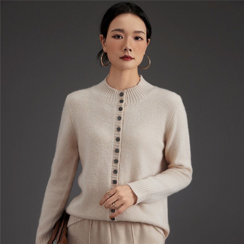 2025新款女士多扣时尚舒适百搭,女装羊绒衫,鑫萬耀羊绒