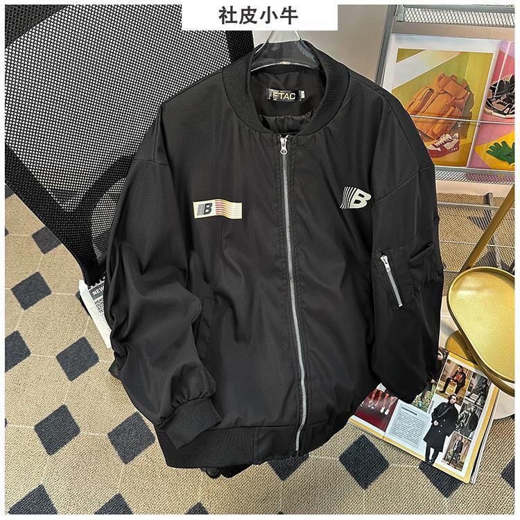 春秋季美式vibe飞行员夹克复古印花棒球宽松痞帅情侣外套,男装夹克,星座1210-1