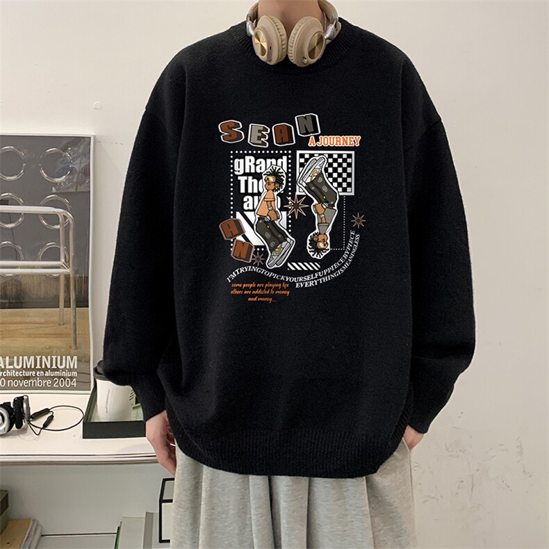 圆领毛衣男大码针织衫男毛线衣线衫M67282-P45加绒款-P65,男装针织衫/毛衣,电商A040