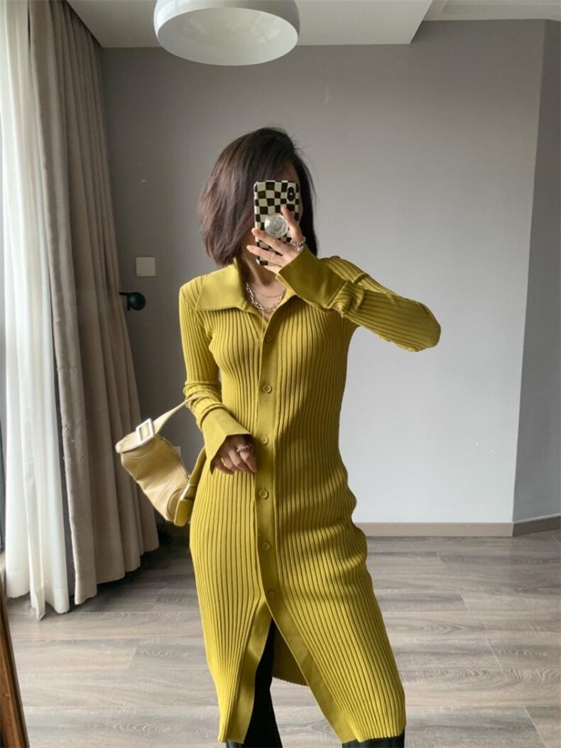 针织长款开衫，其它，CHOCOLATE