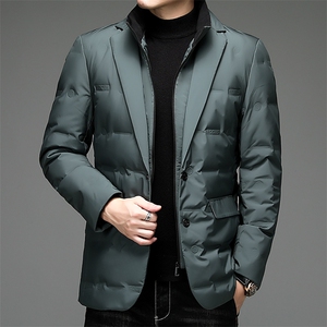 男装加厚保暖羽绒服冬季新款中年男士商务休闲灰羽绒免烫外套图片