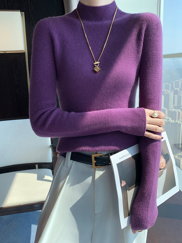 一线成衣高领毛衣女秋季内搭修身加厚保暖2025新款紧身针织打底衫,女装羊毛衫,北娇羊绒